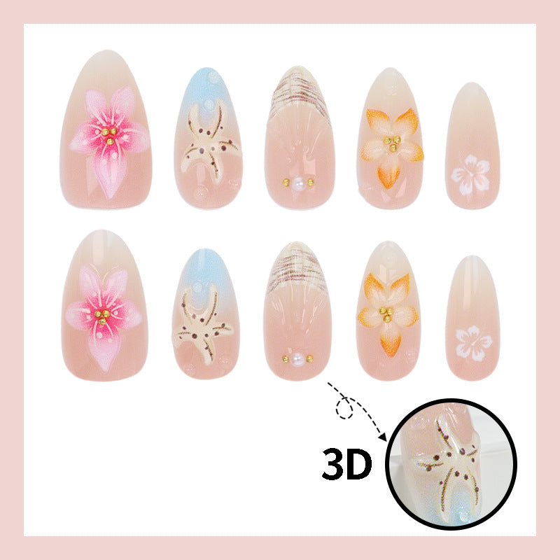Artificial nail set with floral motifs and radiant accents Stornfield