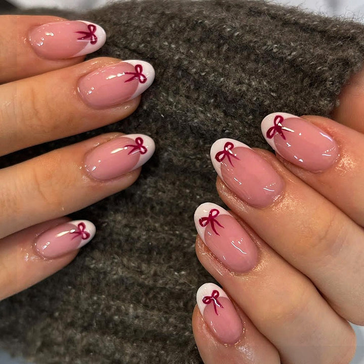 Creative Bow-Embellished Press-On Nail Set Stornfield