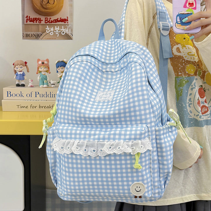 Cute Gingham Print Backpack Stornfield