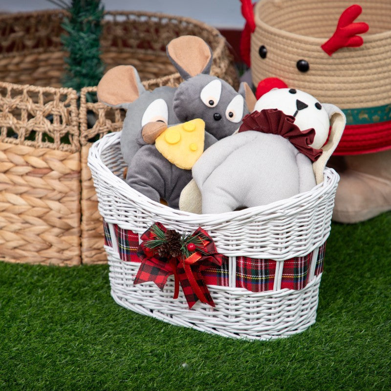 Decorative Woven Storage Basket with Festive Ribbon Stornfield