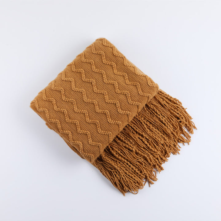 Women’s knitted blanket with textured wave pattern Stornfield