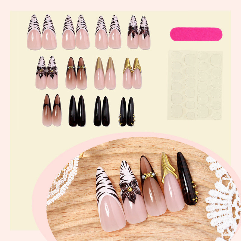 Artistic Stiletto Press-On Nail Set with Creative Patterns Stornfield