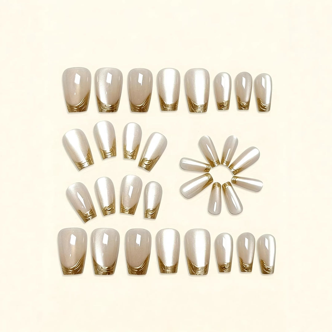 Premium Glossy French Tip Nail Extensions Stornfield