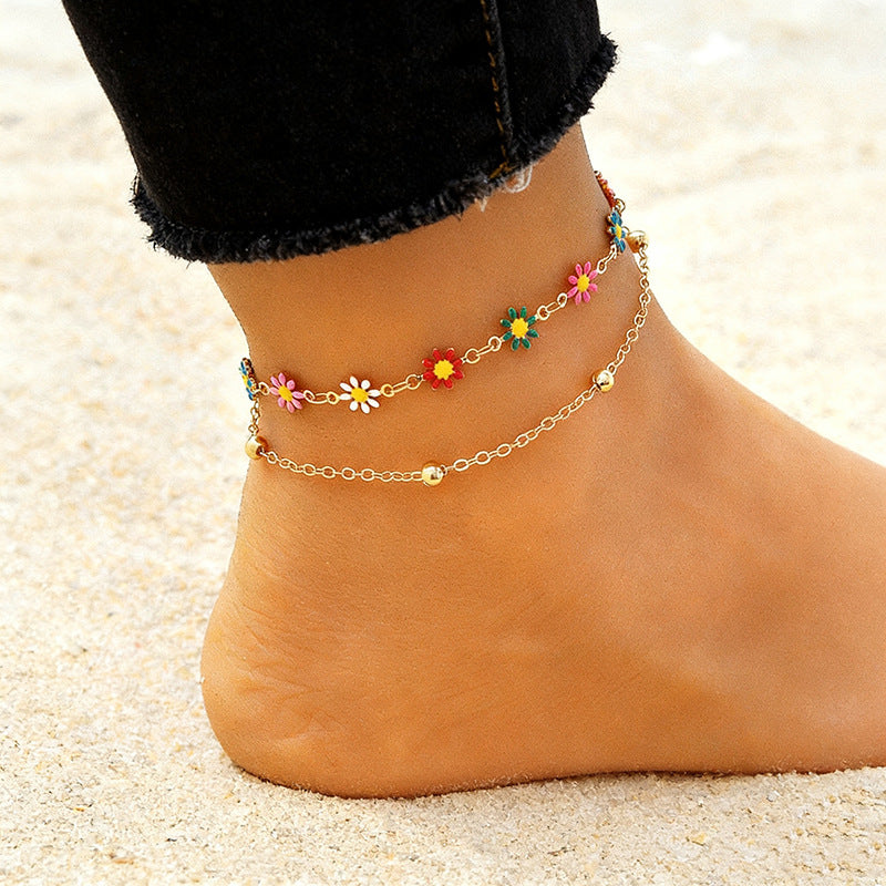 Colorful Floral Charm Anklet Stornfield