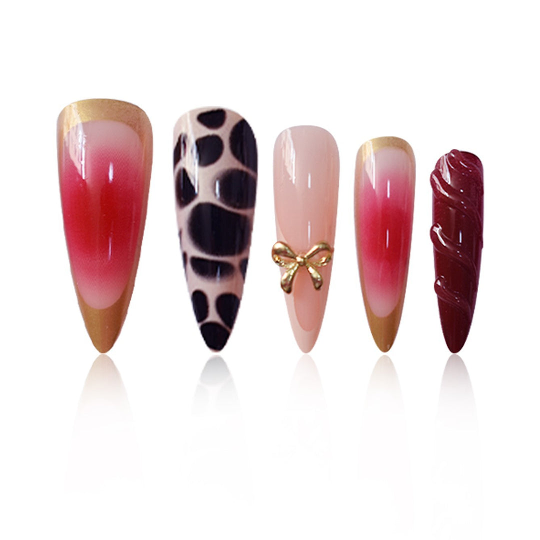 Artistic Stiletto Press-On Nail Set with Unique Accents Stornfield