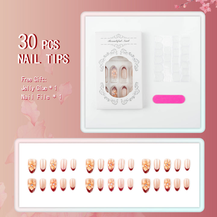 Premium Artificial Nails with Floral Accents Stornfield