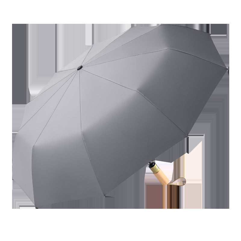 Ladies elegant foldable umbrella with ergonomic wooden handle and wind-resistant construction Stornfield