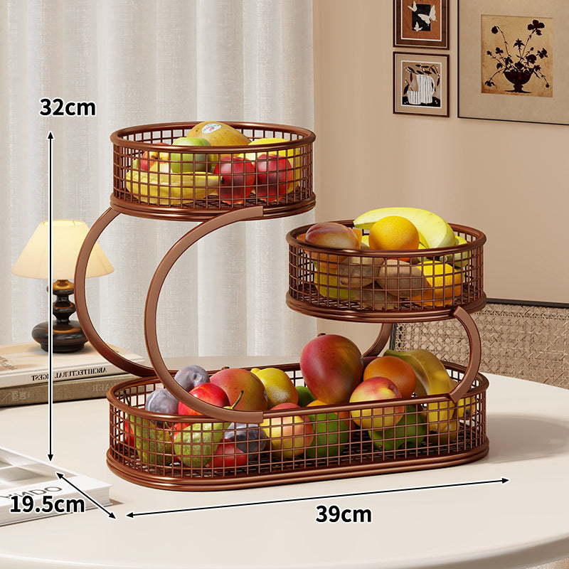 Three-Tier Metal Mesh Countertop Fruit & Produce Display Stand