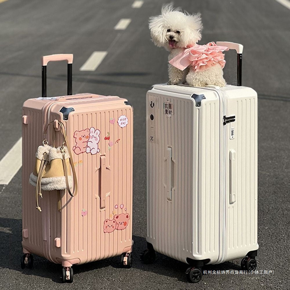 Hard-shell suitcase with extended storage space and double safety lock Stornfield