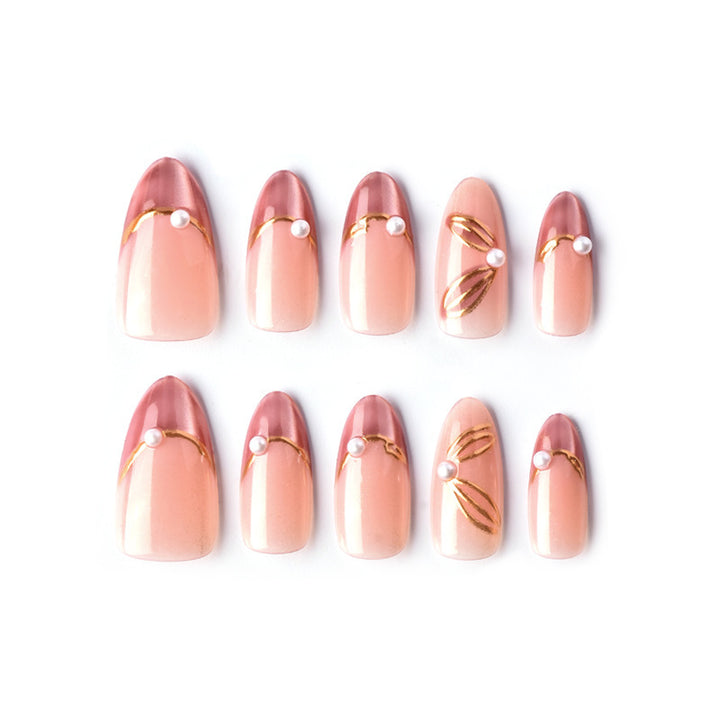 Glamorous Press-On Nail Set with Decorative Accents Stornfield