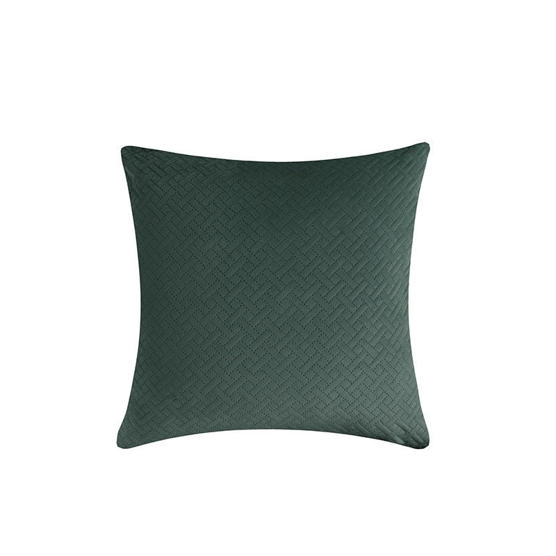 Quilted Herringbone-Texture Square Throw Pillow Cover with Hidden Zipper