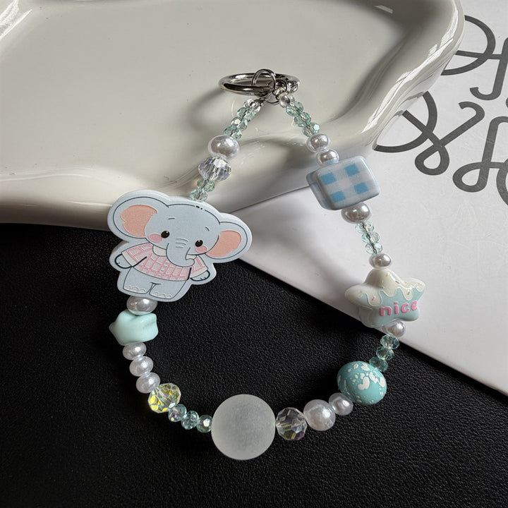 Playful Cat-Themed Beaded Keychain Stornfield