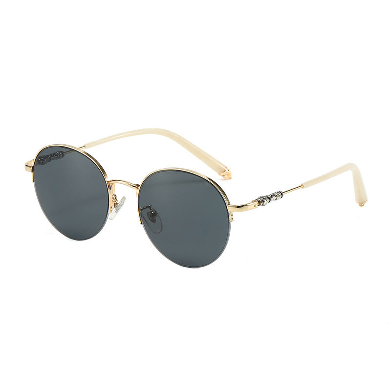 Women's round sunglasses with elegant metal frame and comfortable nose pads Stornfield
