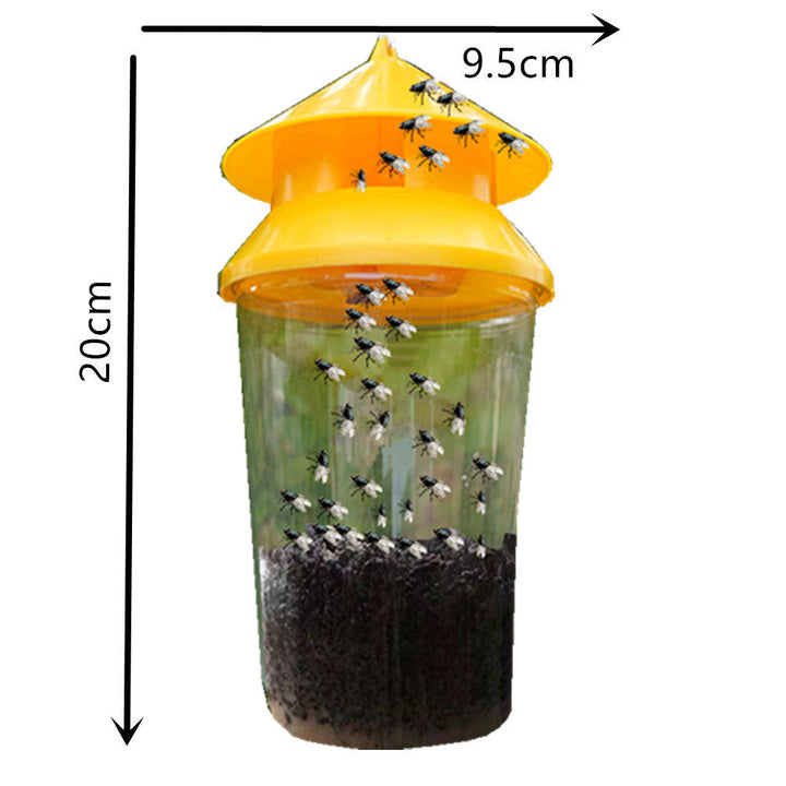 Reusable outdoor insect fly trap with non-toxic bait reservoir and Hanging canopy Stornfield