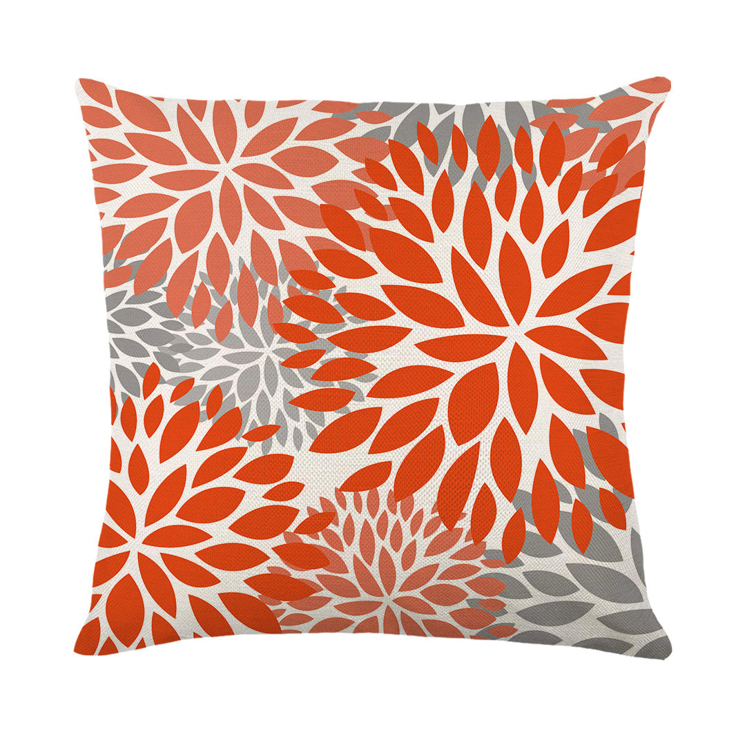 Artistic Daisy Print Linen Throw Pillow