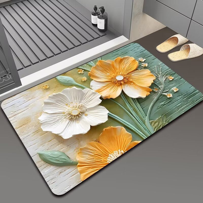 Floral 3D Decorative Bathroom Mat for Home