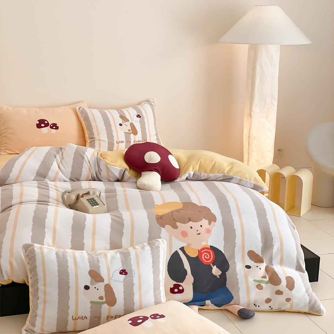 Cozy quilted bedding set with panda motif and plush pillow