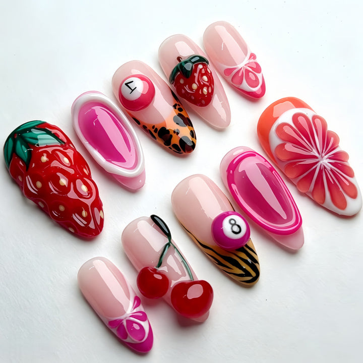 Artificial nail set with fruit motifs Stornfield