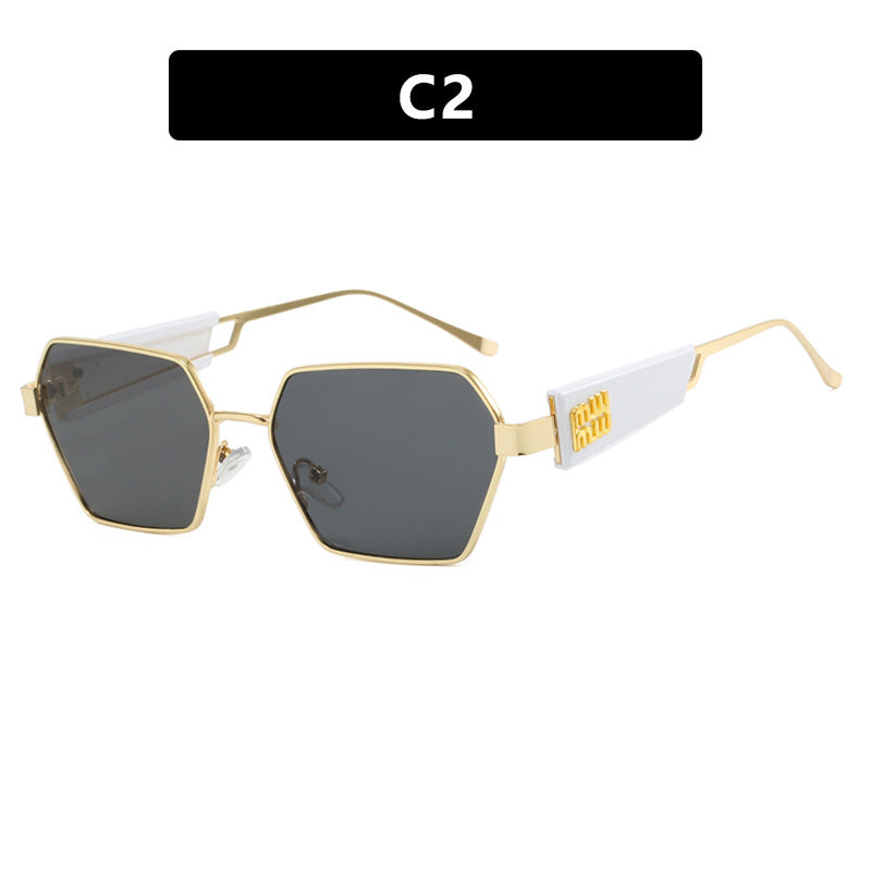 Ladies hexagonal sunglasses with elegant metal frame and protective lenses Stornfield