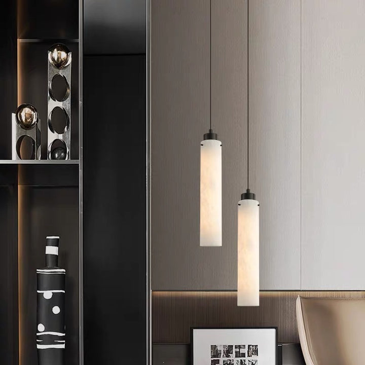 Modern Marble Cylinder Pendant Light