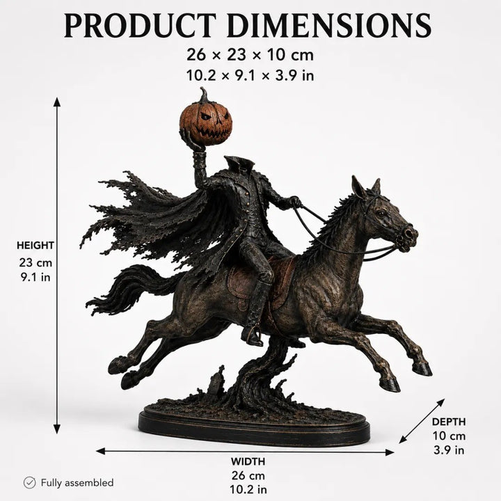 Decorative Halloween figure on horse with pumpkin Stornfield