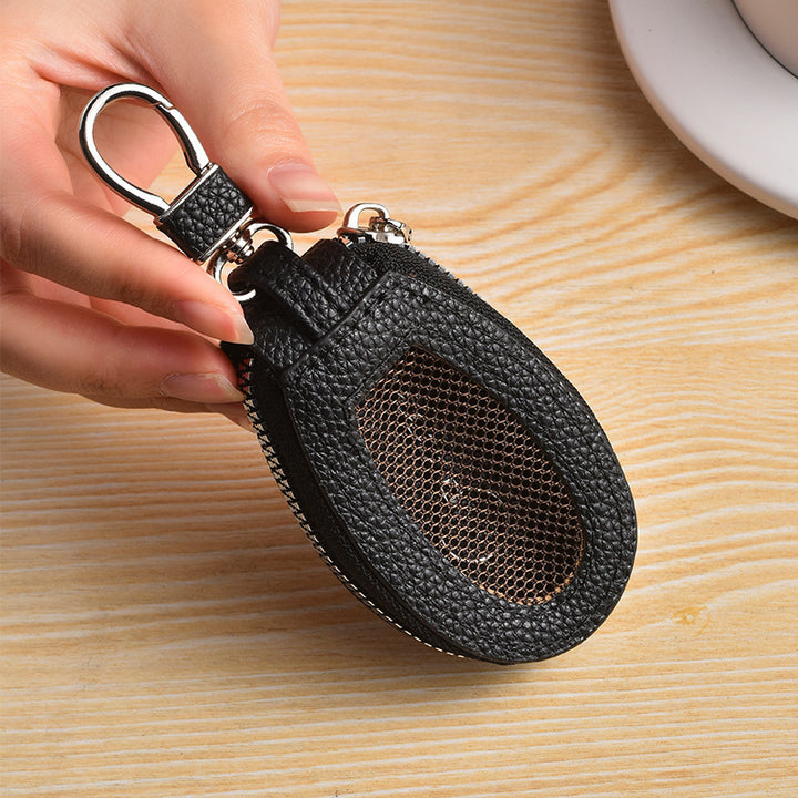 Textured Leather Coin Pouch with Clip Stornfield
