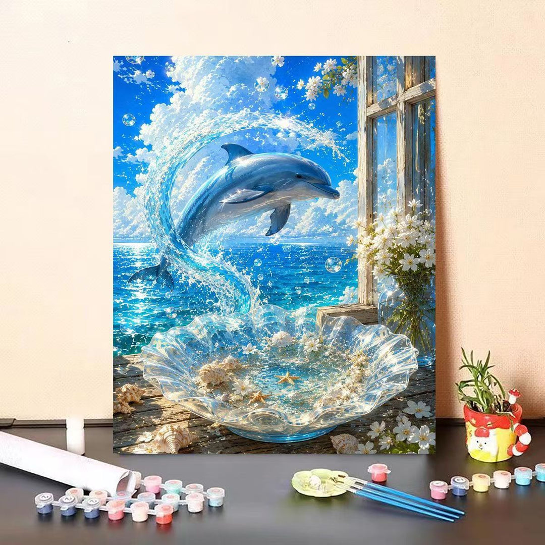 Dolphin-Themed DIY Paint by Numbers Canvas Art Stornfield