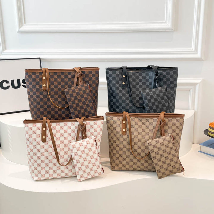 Checked Canvas Tote Bag