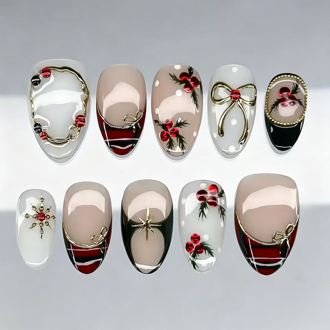 Festive Artisan Press-On Nail Set Stornfield