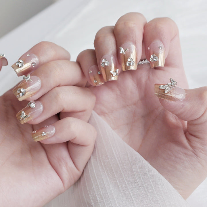 Decorative Rhinestone-Embellished Press-On Nail Set