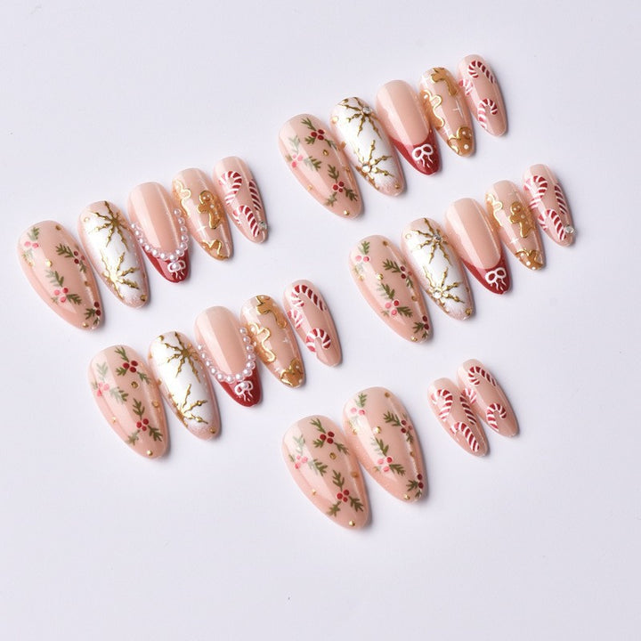 Artificial nail set with elegant Christmas motifs and glitter accents Stornfield