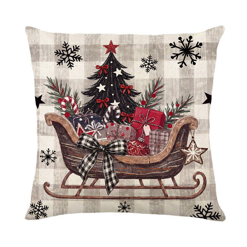 Rustic Christmas Sleigh Decorative Throw Pillow