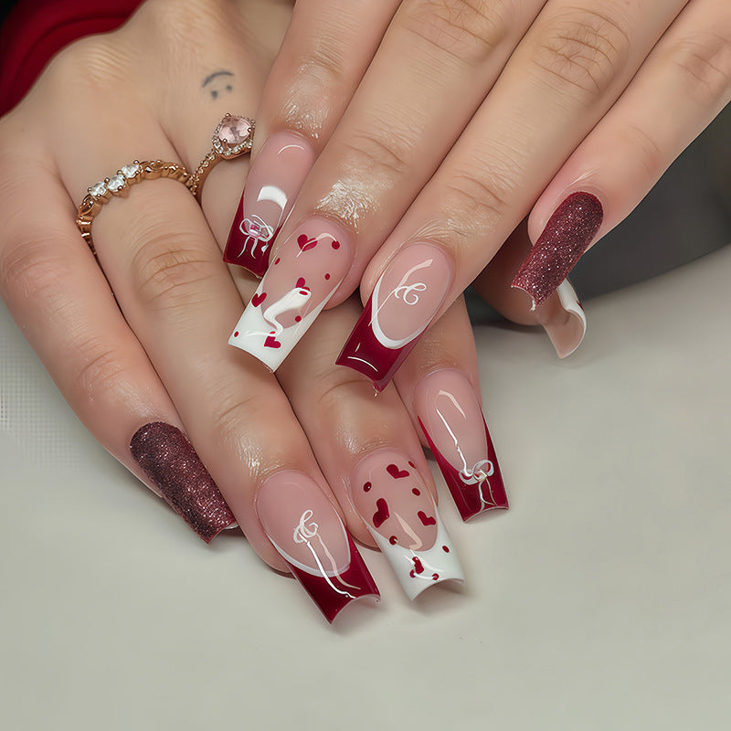 Creative Nail Art Set with Heart and Glitter Accents Stornfield