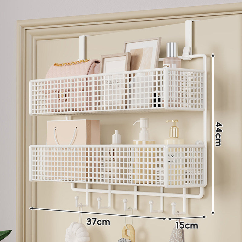Over-Door Double-Tier Grid Hanging Storage Basket