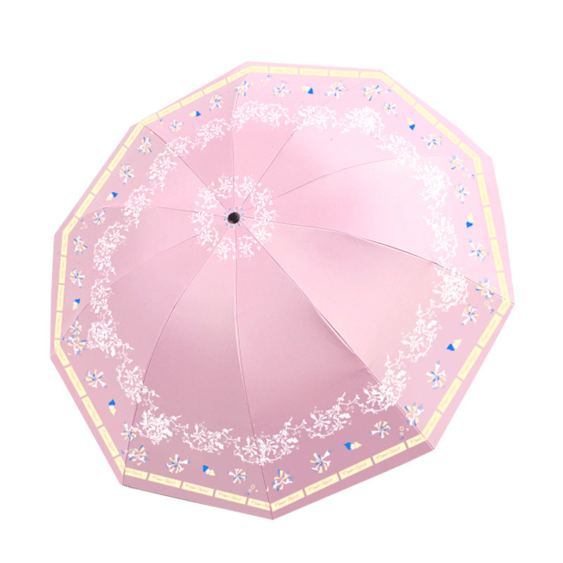 Ladies Elegant Folding Umbrella with Floral Patterns Stornfield