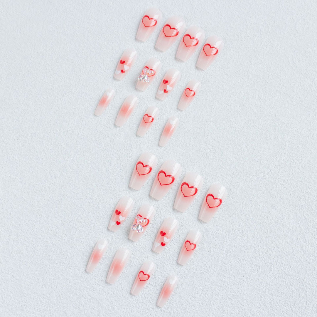 Heart-Embellished Acrylic Nail Art Kit