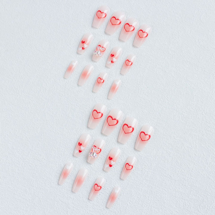 Heart-Embellished Acrylic Nail Art Kit