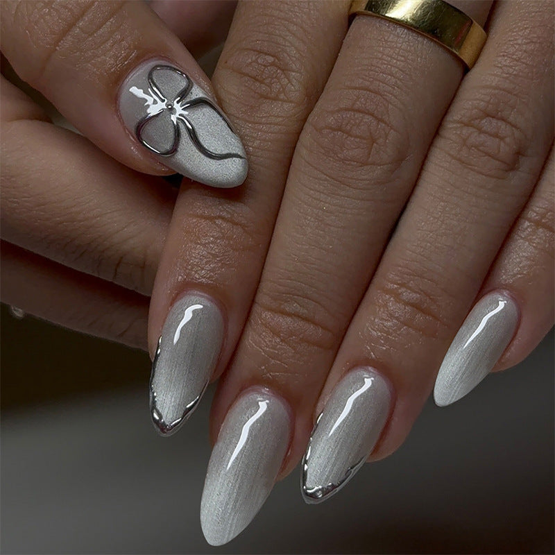 Nail art set with elegant silver accents Stornfield
