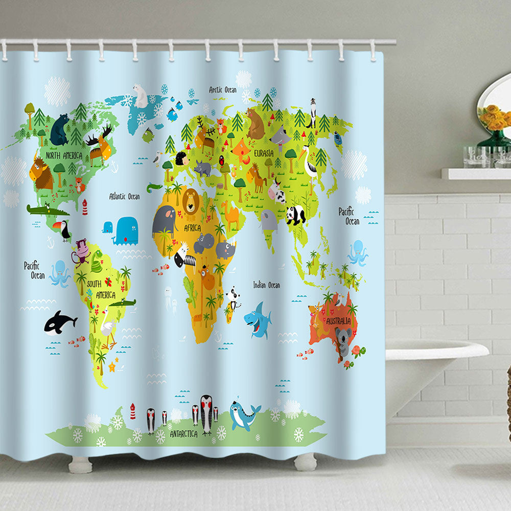 Vintage World Map Shower Curtain Stornfield