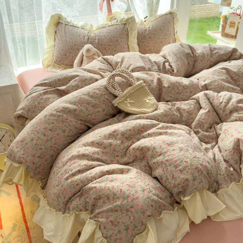 Floral Ruffled Bedding Comforter Set