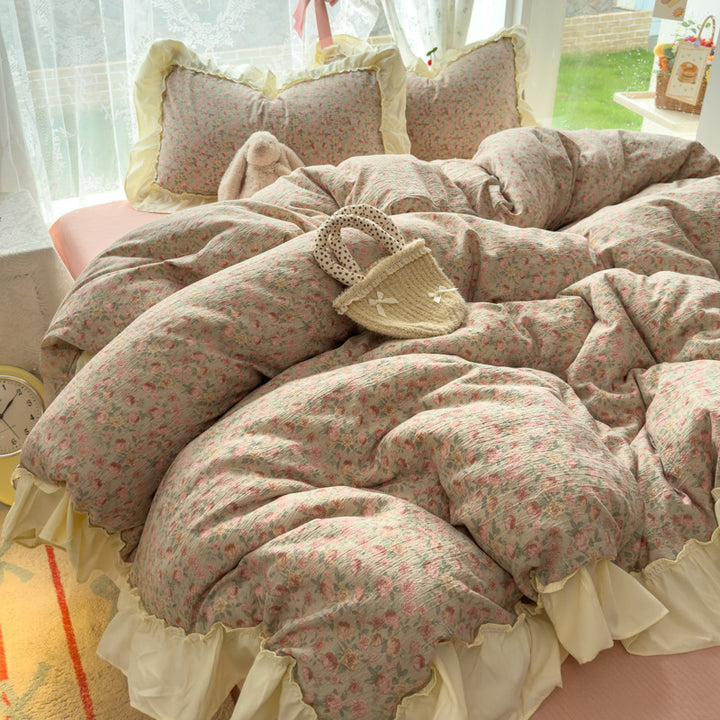 Floral Ruffled Bedding Comforter Set