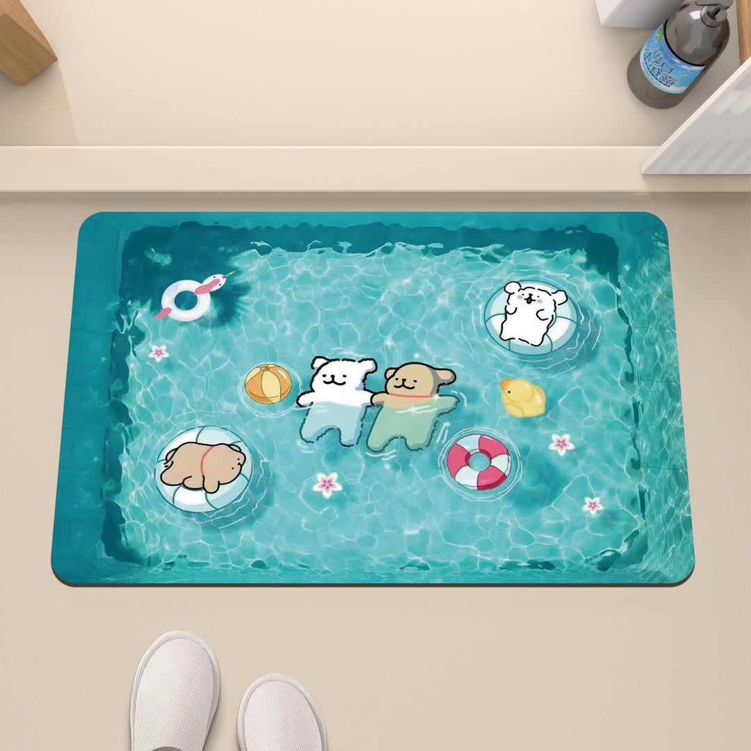 Cartoon Underwater-Themed Bath Mat