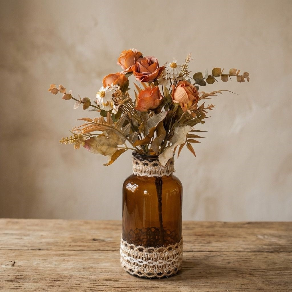 Decorative Glass Bottle with Lace Detail