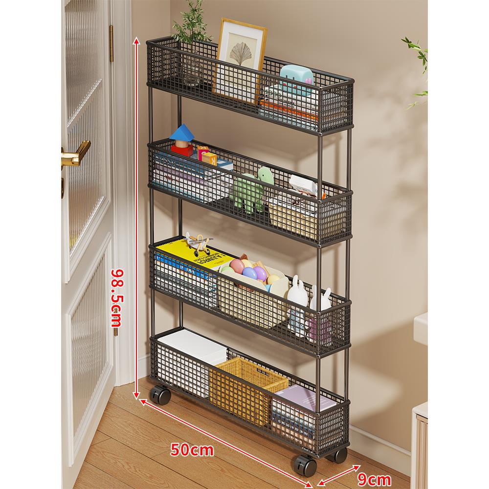 Slim Vertical Mesh Basket Organizer Rack for Narrow Spaces