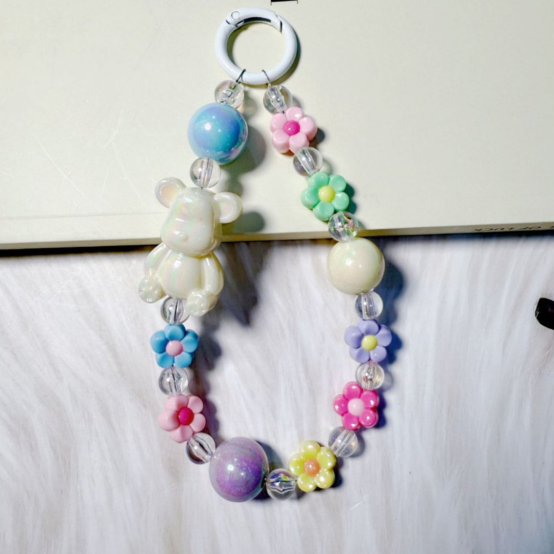 Playful Bear-Themed Beaded Keychain Stornfield