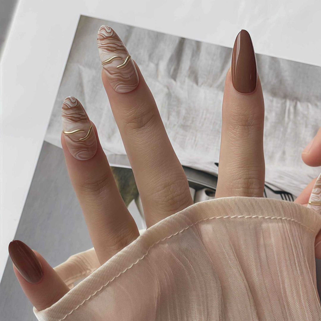 Elegant Ombre Press-On Nail Tips with Metallic Accents Stornfield