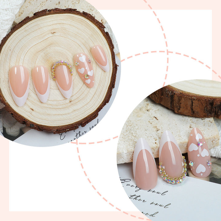 Acrylic Nail Set with Creative Heart and Glitter Motif Stornfield