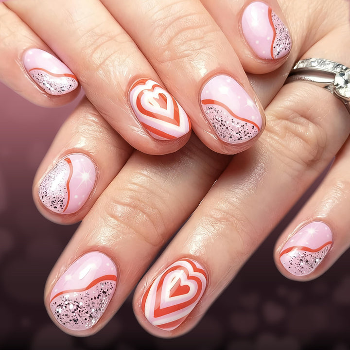 Heart-Themed Gel Nail Art Stornfield