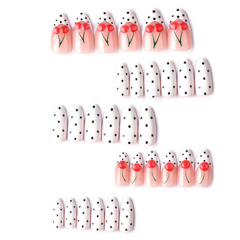 Cherry and Polka Dot Press-On Nail Art Stornfield