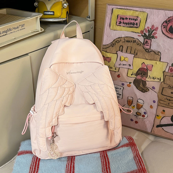 Cute Wing-Embellished Casual Backpack Stornfield